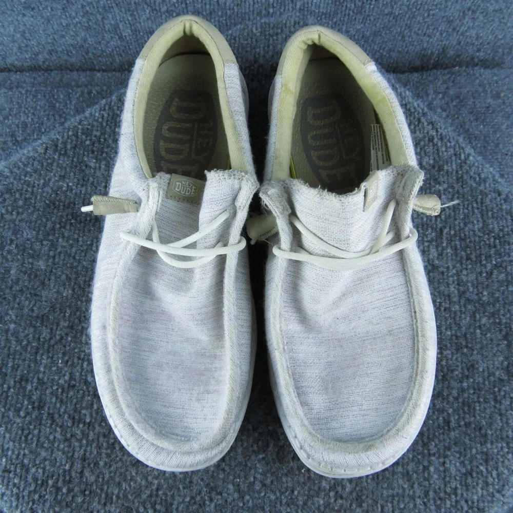 Hey Dude Wally Ascend Woven Ivory Coast‎ Men Slip-On Size 8 Medium Gray Fabric